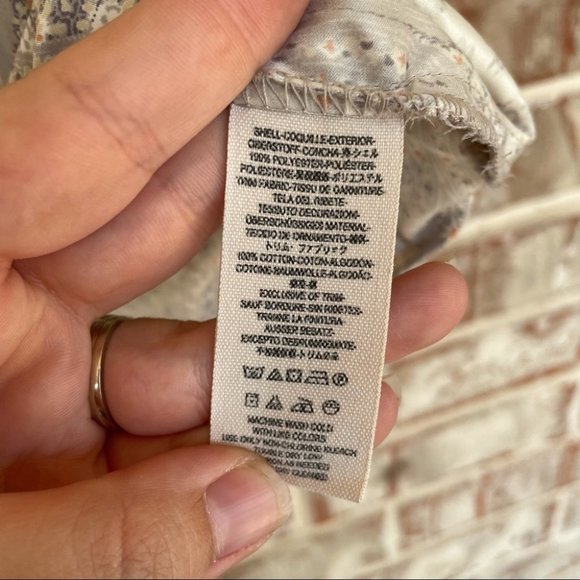 Free People Center Front Paisley Denim Pocket Silky Button Down oversized top XS - Picture 11 of 13